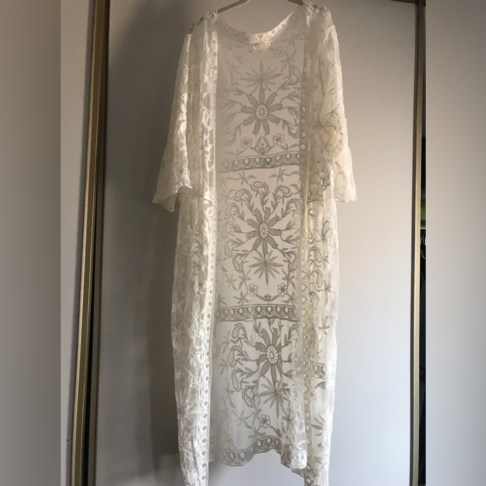 Boho Lace Sheer Maxi Dress - White